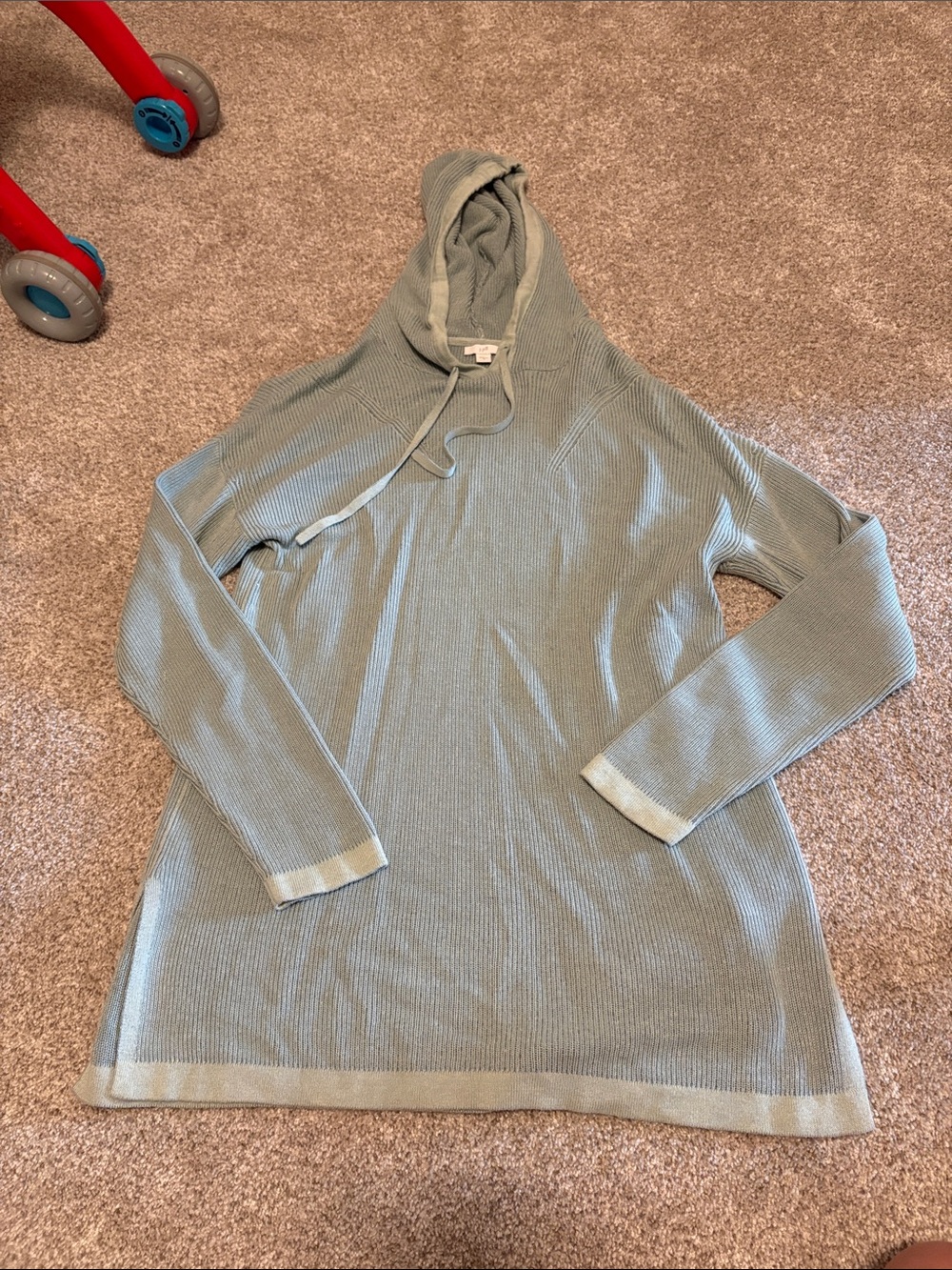 J Jill seafoam green Knit Hooded Tunic Sweater